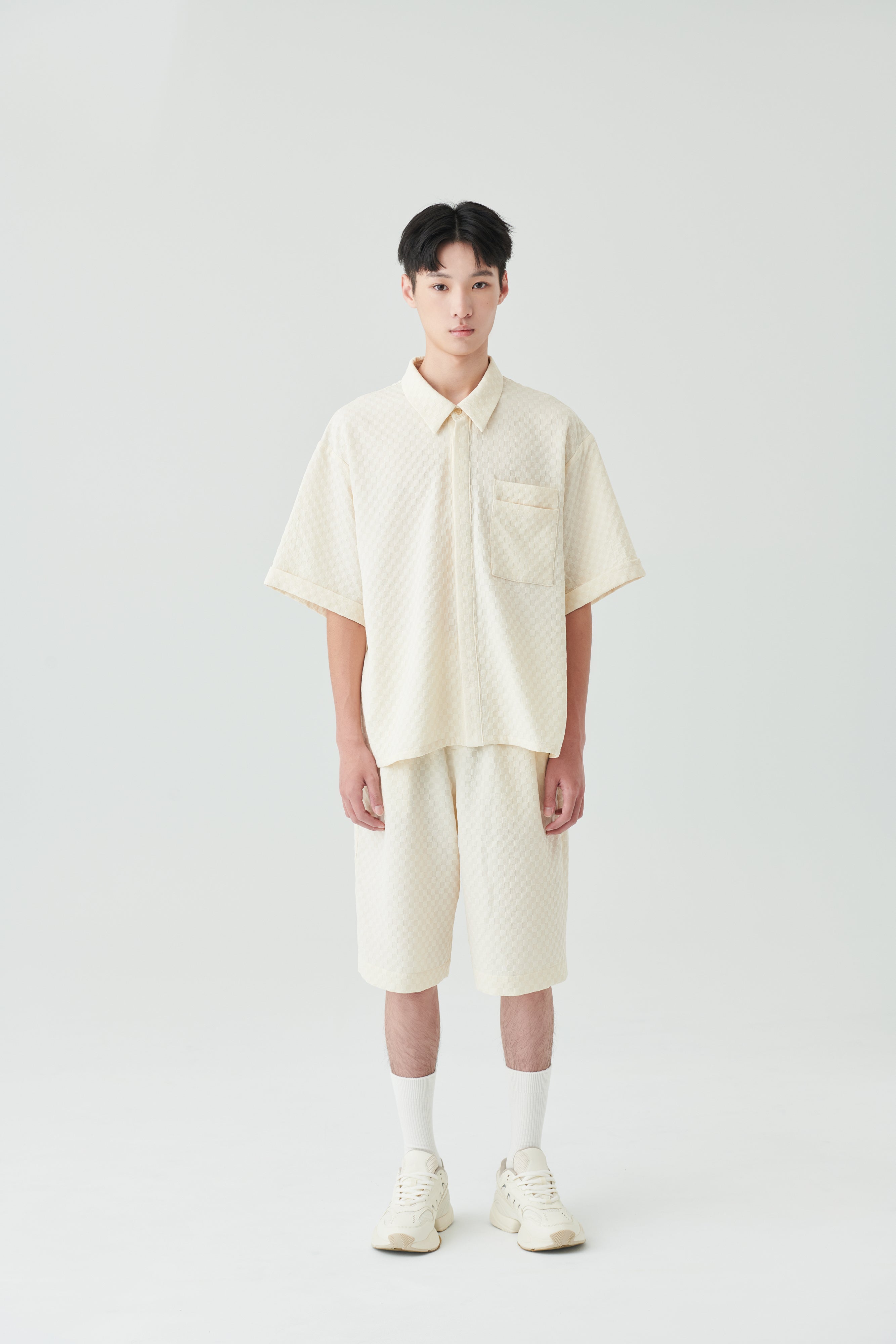 方格中長褲