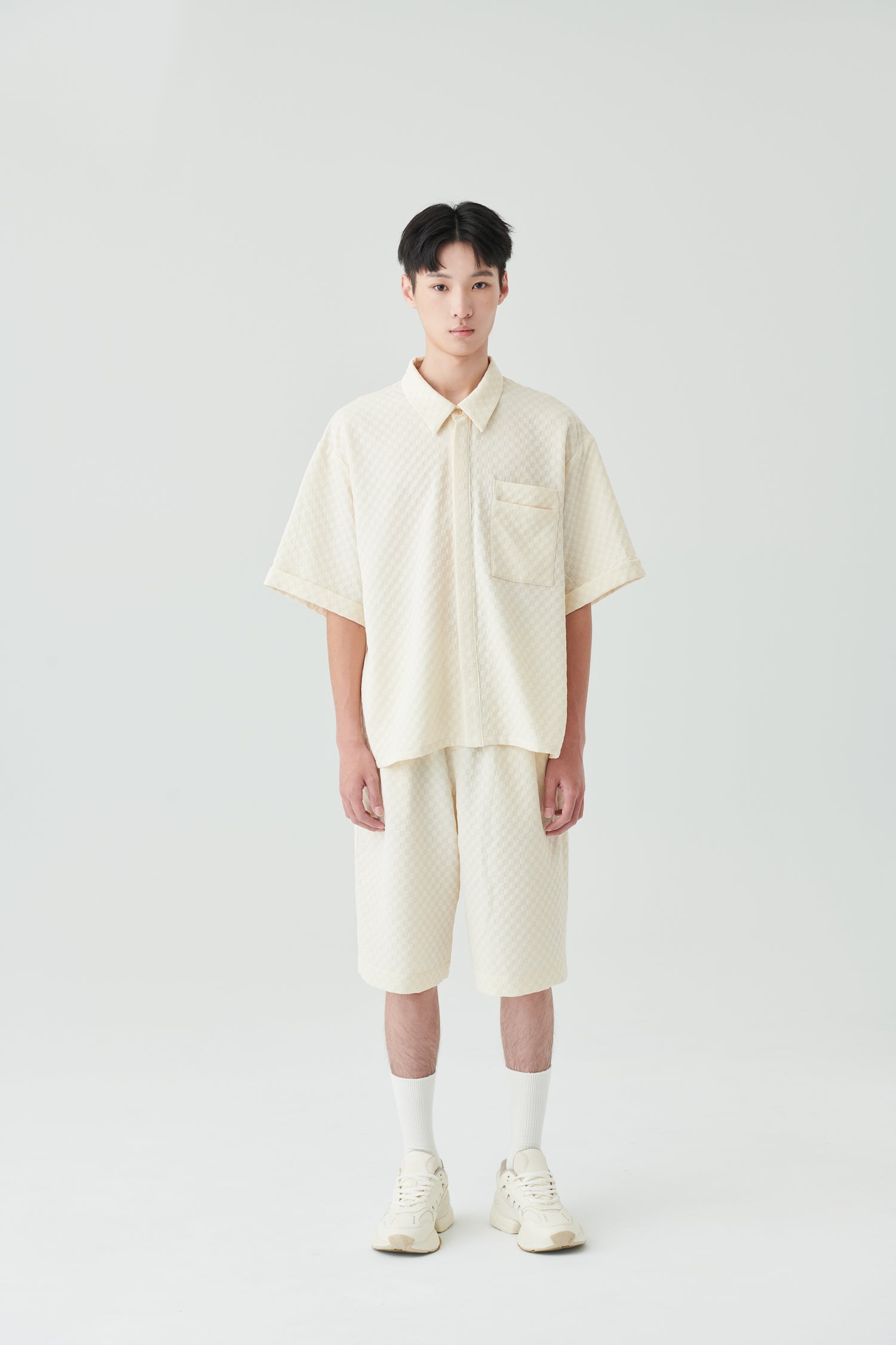 方格中長褲
